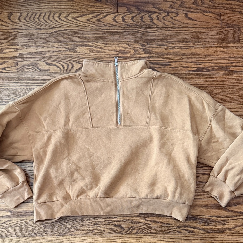 Abercrombie & Fitch Tan Half-Zip Sweater